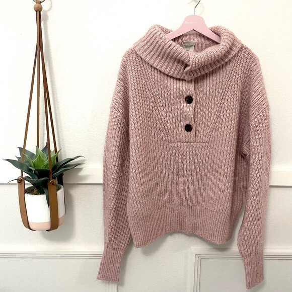 Varley Peverel Button Placket Knit Sweater Woodrose Pink Size L - Picture 2 of 12